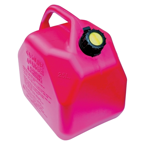 Jerry Gas Can, 25 L Capacity, Polyethylene, Red