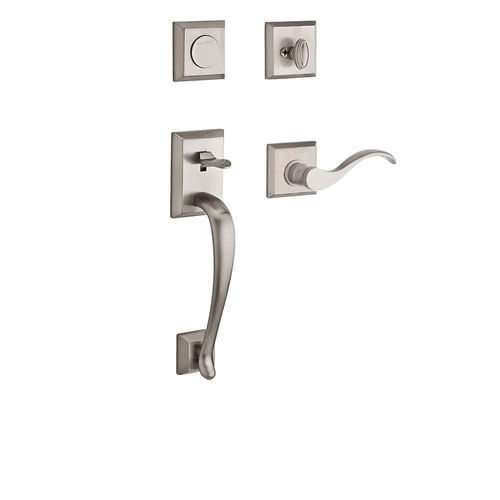 Full Dummy Napa Handleset Left Hand Curve Lever and Traditional Square Rose Satin Nickel Finish