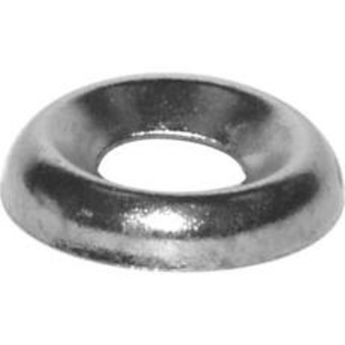 Reliable FCN10MR Finishing Cup Washer, 0.279 mm ID, 0.606 mm OD, 0.126 mm Thick, Steel, Nickel, 14/PK - pack of 14