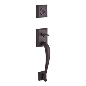 Single Cylinder Napa Handleset Left Hand Curve Lever and Traditional Square Rose with 6AL Latch, Dual Strike, and SmartKey Venetian Bronze Finish