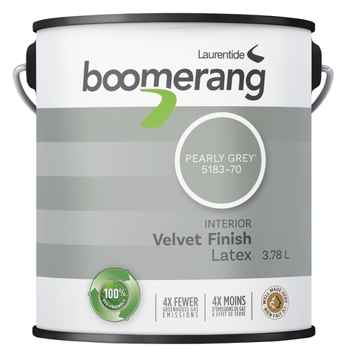 boomerang 5183-70L19 5183 Series Interior Paint, Velvet Sheen, Pearly Gray, 3.78 L, 40 sq-m Coverage Area