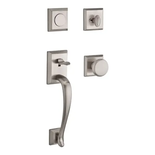 Full Dummy Napa Handleset Round Knob and Traditional Square Rose Satin Nickel Finish