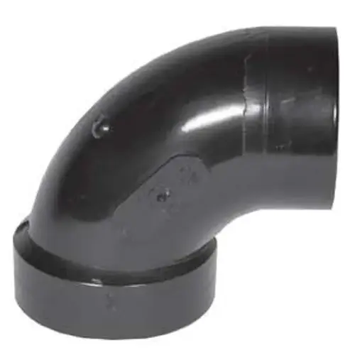 Pipe Elbow, 4 in, Hub x Spigot, 90 deg Angle, ABS, SCH 40 Schedule