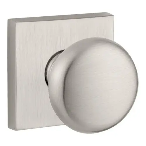 Privacy Round Knob and Contemporary Square Rose with 6AL Latch and Dual Strike Satin Nickel Finish