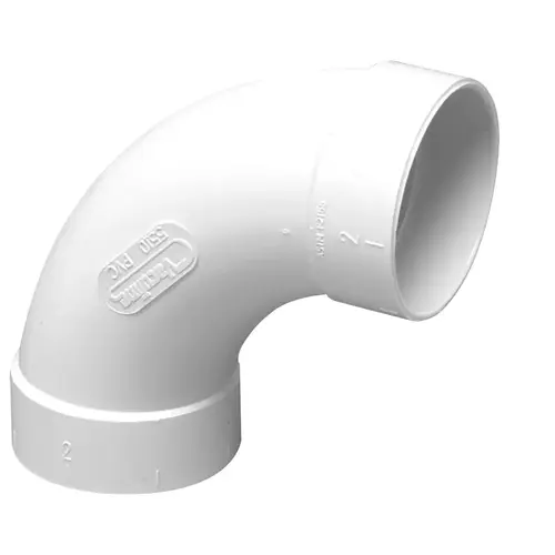 Pipe Elbow, 2 in, Socket, 90 deg Angle, PVC, White