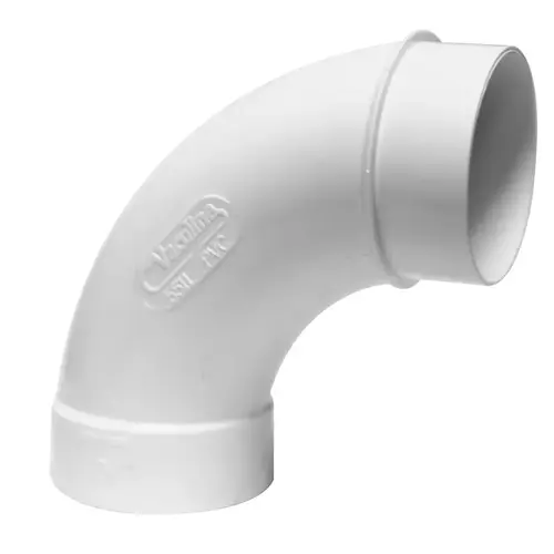 Pipe Elbow, 2 in, Socket x Spigot, 90 deg Angle, PVC, White