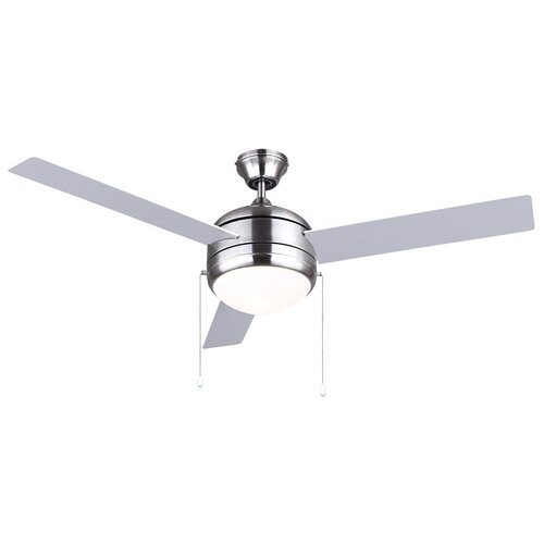 CALIBRE III LED Ceiling Fan, 3-Blade, Black Housing, Black Blade, 48 in Sweep, Plywood Blade