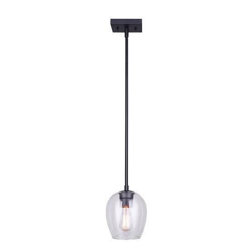 CANARM IPL1019A01BK CAIN Pendant Light, 120 V, 100 W, 1-Lamp, Type A Lamp, Metal Fixture, Black Fixture