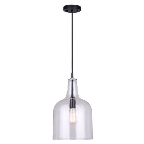 CANARM IPL1059A01BK KEEVA Pendant Light, 120 V, 60 W, 1-Lamp, Type A Lamp, Metal Fixture, Black Fixture