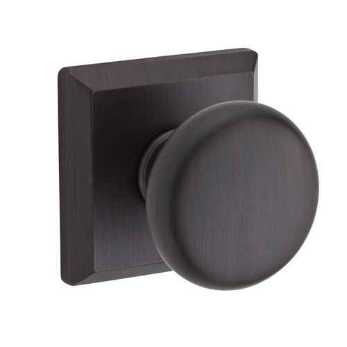 Privacy Round Knob and Traditional Square Rose with 6AL Latch and Dual Strike Venetian Bronze Finish