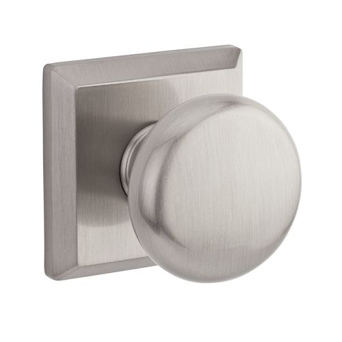 Full Dummy Round Knob and Traditional Square Rose Satin Nickel Finish