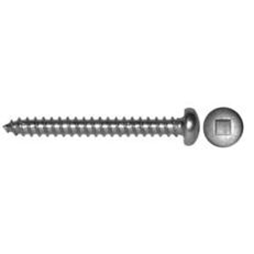 Screw, 3/4 in L, Pan Head, Square Drive, Self-Tapping, Type A Point, Stainless Steel, Stainless Steel, 100/BX - pack of 10