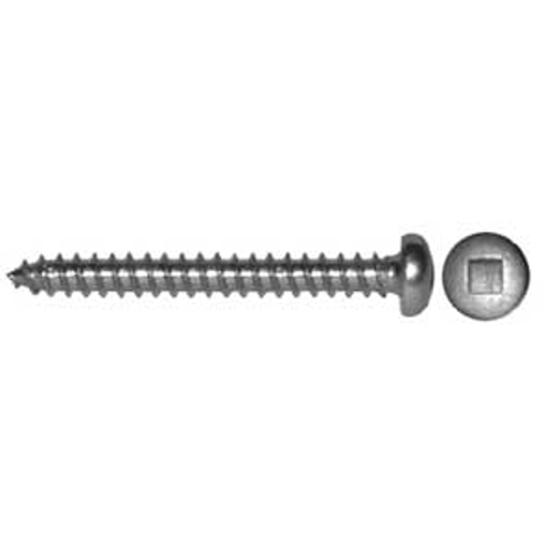 Screw, 1/2 in L, Pan Head, Square Drive, Self-Tapping, Type A Point, Stainless Steel - pack of 7