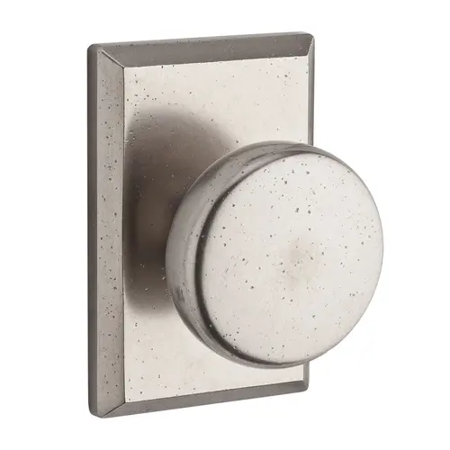 Privacy Rustic Knob and Rustic Square Rose with 6AL Latch and Dual Strike White Bronze Finish