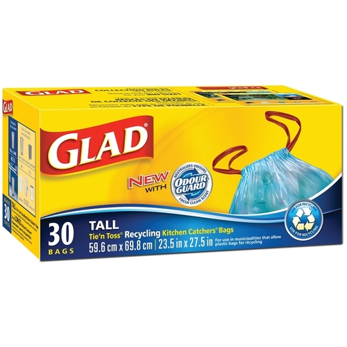 GLAD 30302 Recycling Trash Bag, 99 lb, Blue - pack of 30