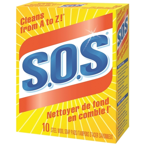 S.O.S 01346 Soap Pad, Steel Wool Abrasive, 10/PK - pack of 10