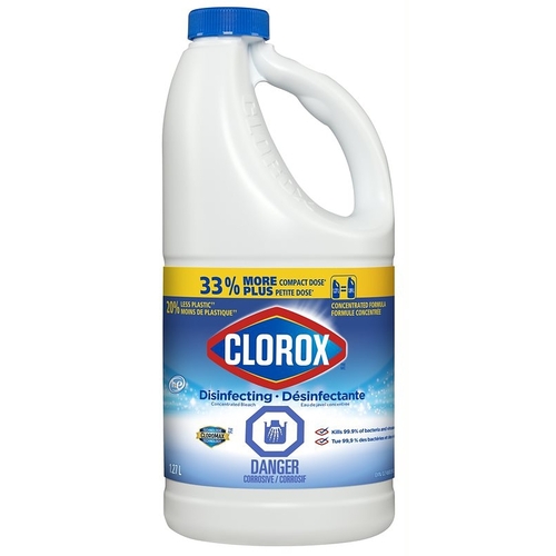 Disinfecting Concentrated Bleach, 1.27 L Bottle, Liquid, Bleach, Clear/Light Yellow - pack of 6