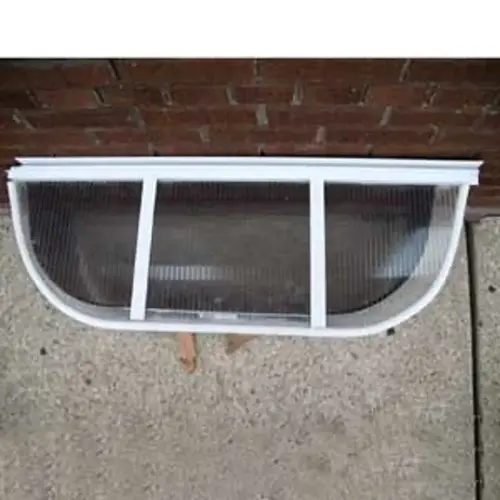 Window Well Cover, 66 in L, 24 in W, Aluminum/Polycarbonate, Clear/White