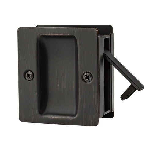 Square Pocket Door Lock Series 9W10300-008 Privacy, Universal Hand, Venetian Bronze, 2-3/8 in Backset