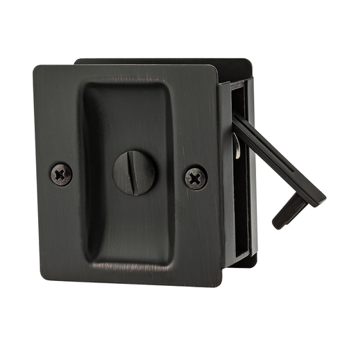 Square Pocket Door Lock Series 9W10310-016 Privacy, Universal Hand, Venetian Bronze, 2-3/8 in Backset