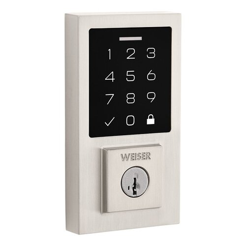 Weiser 9GED92700-003 SmartCode Deadbolt, 2 Grade, Touchpad Key, Zinc, Satin Nickel, 1-3/8 to 1-3/4 in Thick Door, 1/PK Silver