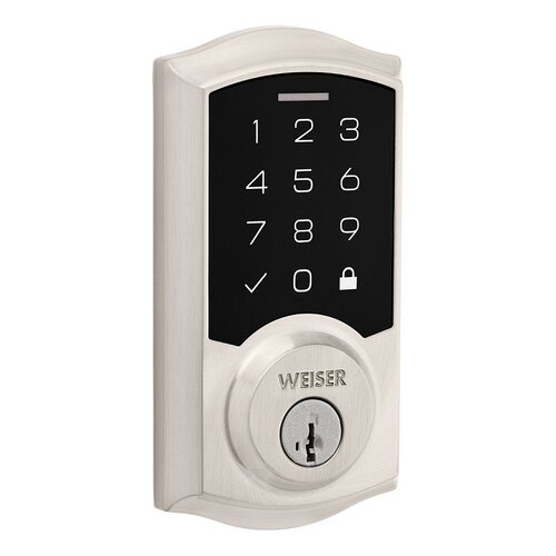 Weiser 9GED92700-001 SmartCode Deadbolt, 2 Grade, Touchpad Key, Zinc, Satin Nickel, 1-3/8 to 1-3/4 in Thick Door, 1/PK Silver