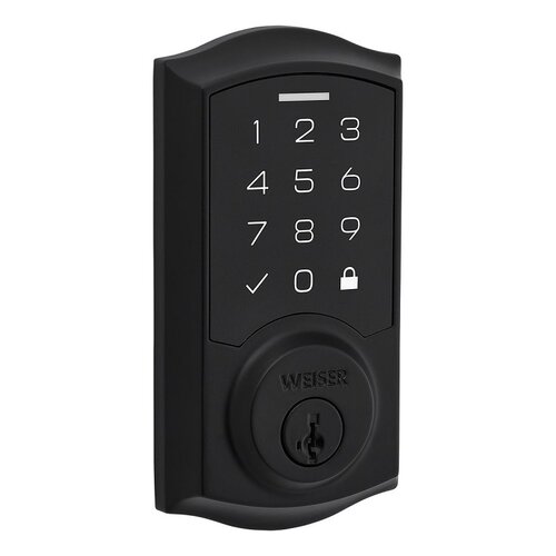 SmartCode Deadbolt, 2 Grade, Touchpad Key, Zinc, Matte Black, 1-3/8 to 1-3/4 in Thick Door, 1/PK