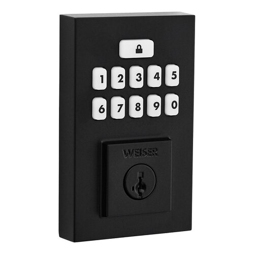 Weiser 9GED92600-004 SmartCode Deadbolt, 2 Grade, Keypad Key, Zinc, Matte Black, 1-3/8 to 1-3/4 in Thick Door, 1/PK