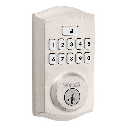 Weiser 9GED92600-001 SmartCode Deadbolt, 2 Grade, Keypad Key, Zinc, Satin Nickel, 1-3/8 to 1-3/4 in Thick Door, 1/PK