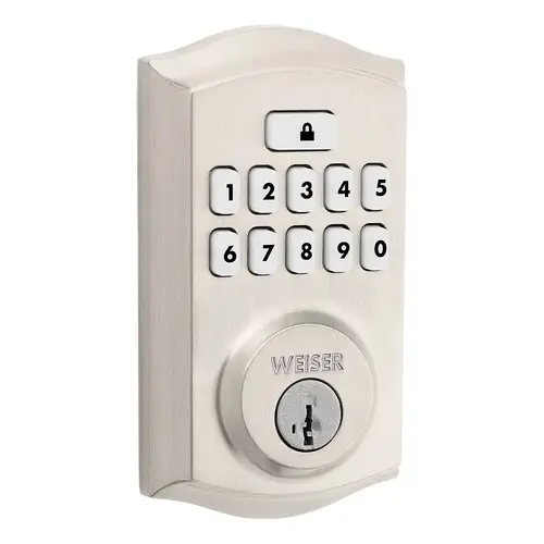 SmartCode Deadbolt, 2 Grade, Keypad Key, Zinc, Satin Nickel, 1-3/8 to 1-3/4 in Thick Door, 1/PK Silver