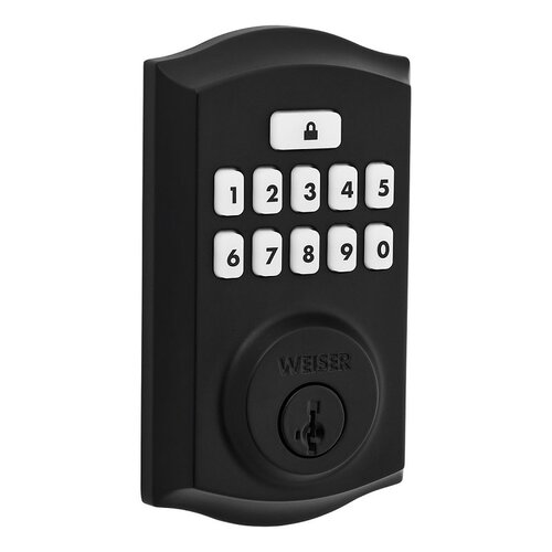 Weiser 9GED92600-002 SmartCode Deadbolt, 2 Grade, Keypad Key, Zinc, Matte Black, 1-3/8 to 1-3/4 in Thick Door, 1/PK