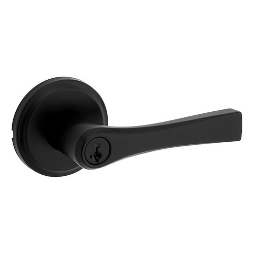 Katella Entry Door Handle, Lever Handle, Matte Black, Zinc, KW1, SC1 Keyway, Residential