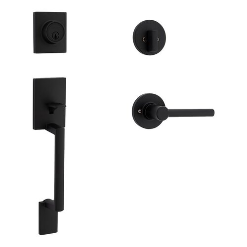 Weiser 9SH11000-026 Safe Lock Branton Handleset with Reminy Lever, 3 Grade, Matte Black, 1-3/8 to 1-3/4 in Thick Door