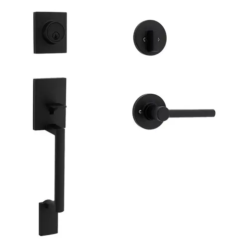 Safe Lock Branton Handleset with Reminy Lever, 3 Grade, Matte Black, 1-3/8 to 1-3/4 in Thick Door