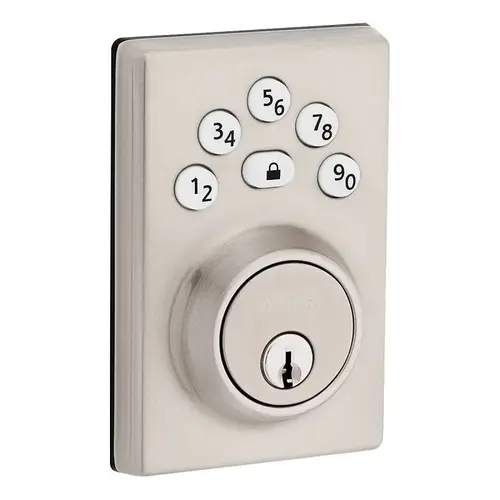 Elements Deadbolt, 3 Grade, Keypad Key, Zinc, Satin Nickel, 1-3/8 to 1-3/4 in Thick Door Stainless Steel