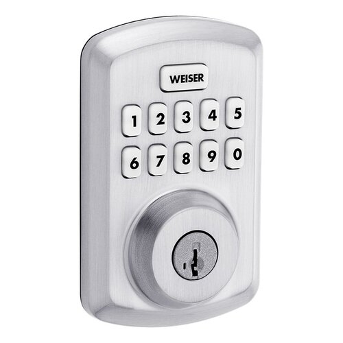 Powerbolt 3 Deadbolt, 3 Grade, Keypad Key, Zinc, Satin Chrome, 1-3/8 to 1-3/4 in Thick Door Silver