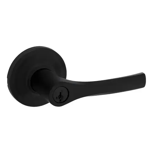 Elements Henley Entry Door Handle, Lever Handle, Matte Black, Zinc, Re-Key Technology: SmartKey