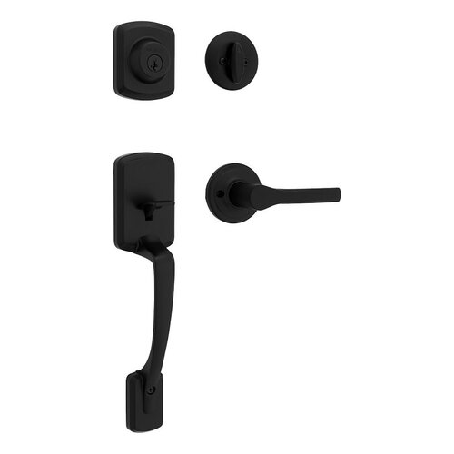 Weiser 9GLC94710-024 Elements Henley Handleset with Henley Lever, 3 Grade, Zinc, Matte Black, 1-3/4 in Thick Door