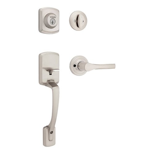 Elements Henley Handleset with Henley Lever, 3 Grade, Zinc, Satin Nickel, 1-3/4 in Thick Door