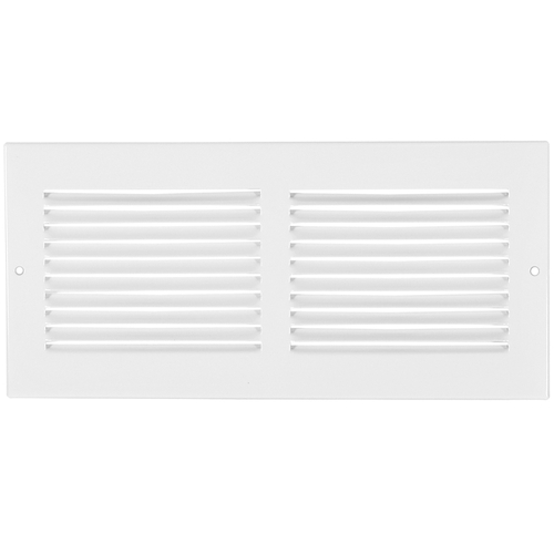 Sidewall Grille, 14 in L, 8 in W, Rectangle, Steel, White