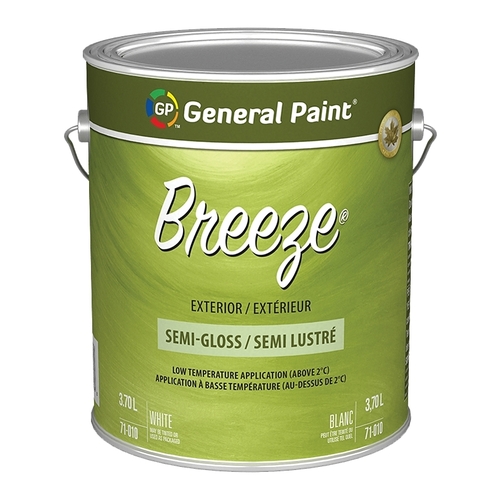 Breeze 71-010-16 Exterior Paint, Semi-Gloss, White, 1 gal - pack of 4