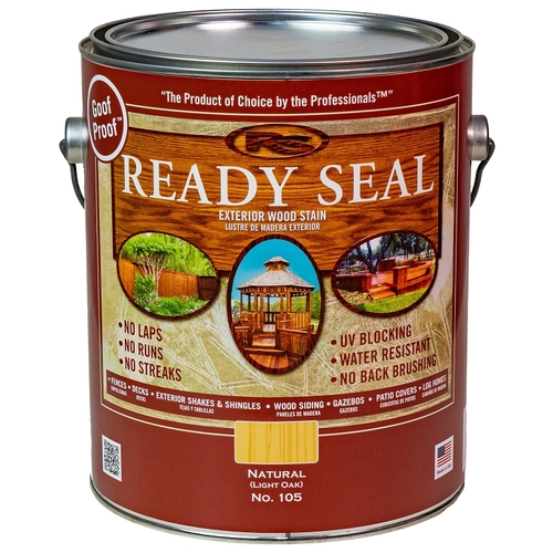Ready Seal 105C Exterior Wood Stain and Sealer, Natural (light oak), Liquid, 1 gal