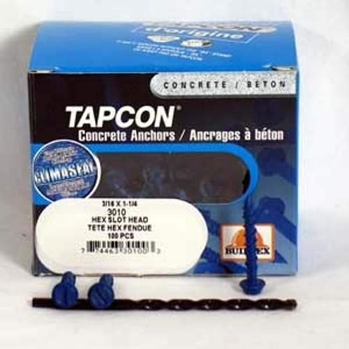 Tapcon 3210 Buildex Concrete Screw Anchor, 1/4 in Dia, 1-1/4 in L, Stainless Steel, Climaseal - pack of 100