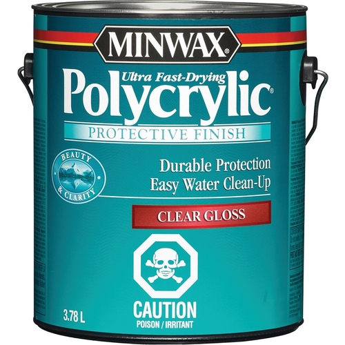 Polycrylic Protective Finish, Gloss, Liquid, Clear, 1 gal, Can - pack of 2