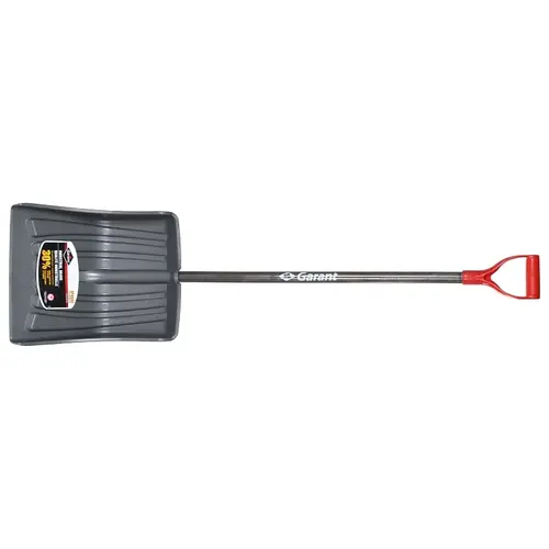 Snow Shovel, 14-1/2 in W Blade, 13.9 in L Blade, Polypropylene Blade, Hardwood Handle, 54-1/2 in OAL