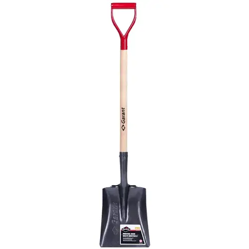 Shovel, 10 in W Blade, Steel Blade, Wood Handle, D-Grip Handle, 27-3/4 in L Handle