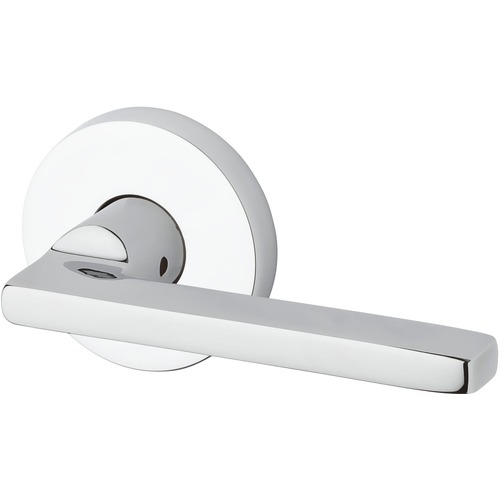 Half Dummy Right Hand Square Lever and Contemporary Round Rose Bright Chrome Finish