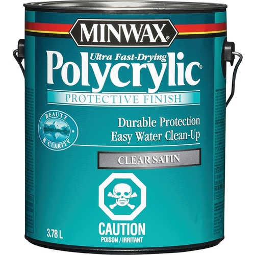 Polycrylic Protective Finish, Satin, Liquid, Clear, 3.78 L