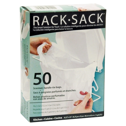 Rack Sack Garbage Bag, White - pack of 50
