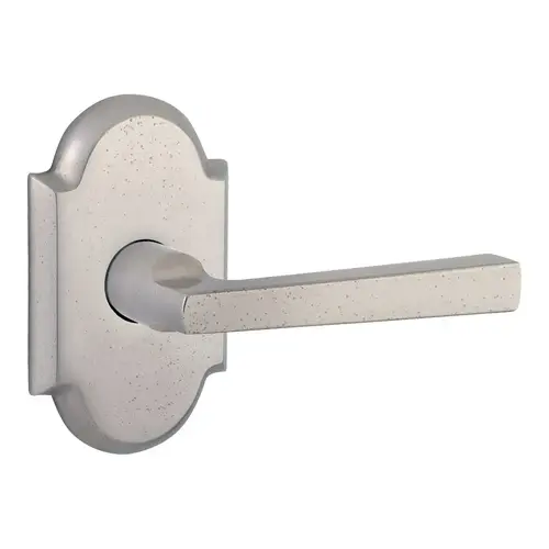 Privacy Taper Lever and Rustic Arch Rose with 6AL Latch and Dual Strike White Bronze Finish